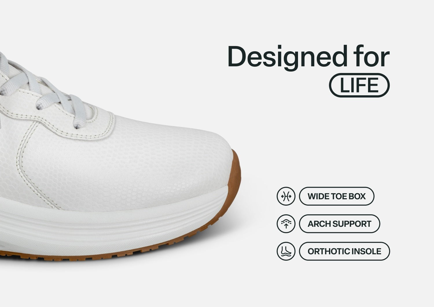 Orthofeet Stride Hands-Free Cushioned Support Women's Sneakers - Ecru - Feature Detail - 4