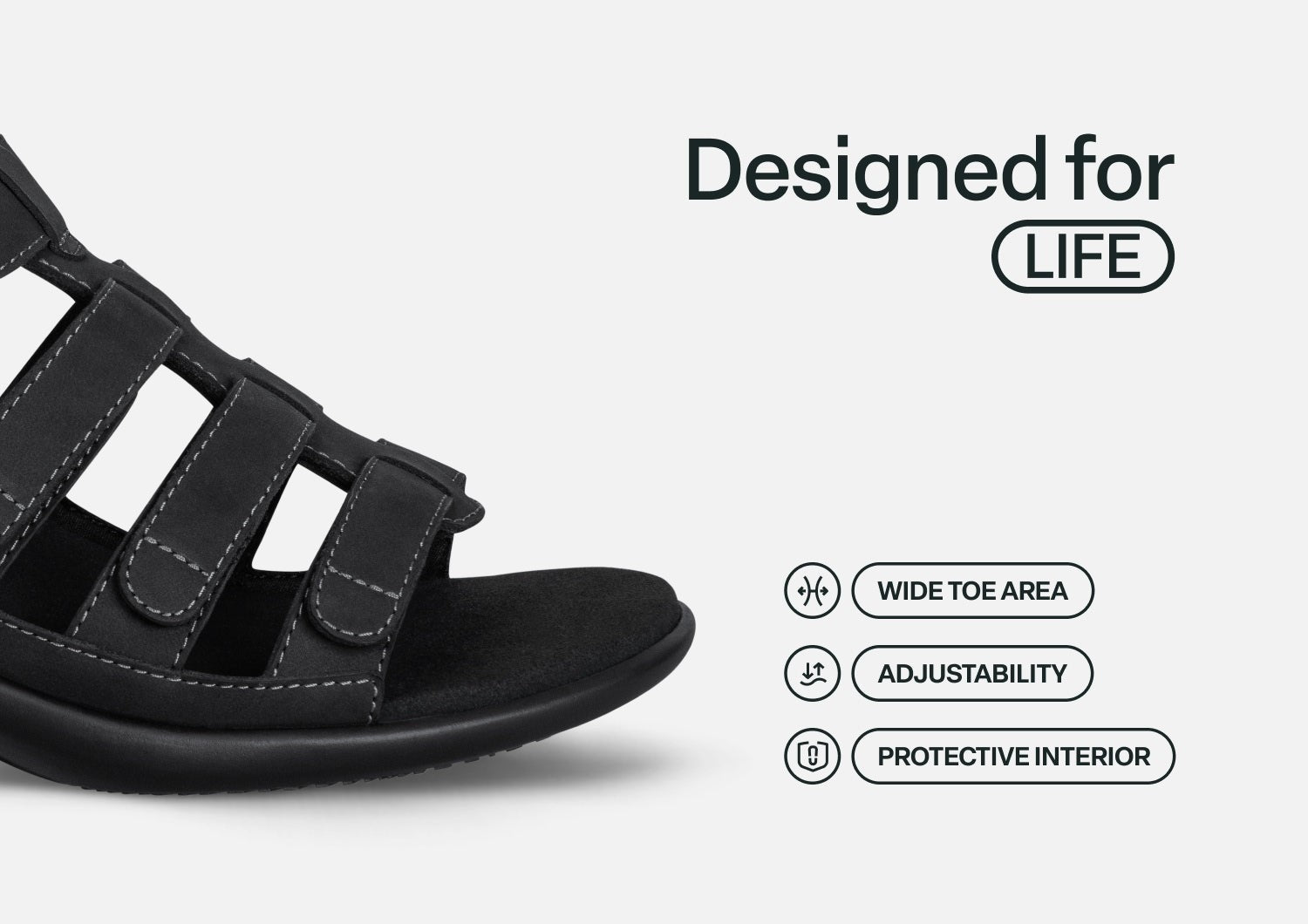 Orthofeet Tessa Supportive Heel Strap Women's Sandals - Black - Feature Detail - 5