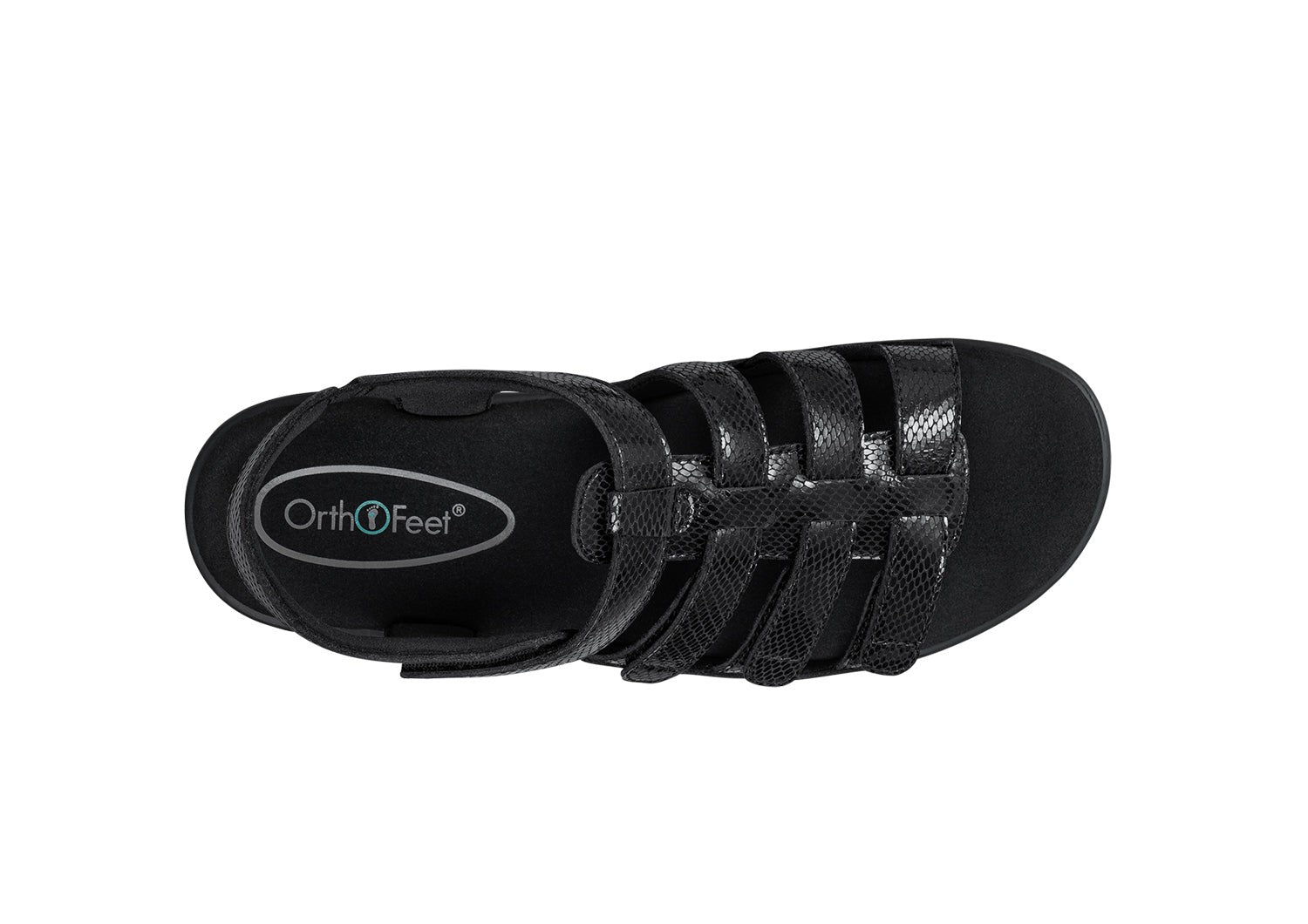 Orthofeet Tessa Supportive Heel Strap Women's Sandals - Black Snake - Product View - 6