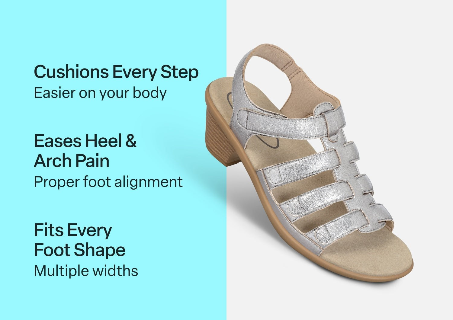 Orthofeet Tessa Supportive Heel Strap Women's Sandals - Platinum - Comfort Benefits - 3