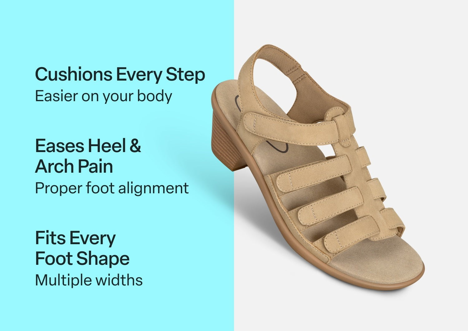 Orthofeet Tessa Supportive Heel Strap Women's Sandals - Taupe - Comfort Benefits - 3