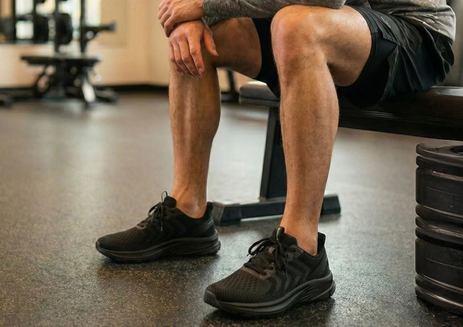Orthofeet Tilos Hands-Free Support Stretch Men's Sneakers - Black/black - Lifestyle View - 7