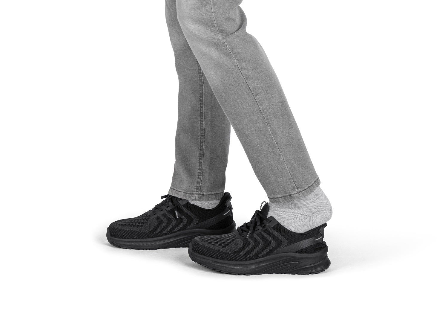 Orthofeet Tilos Hands-Free Support Stretch Men's Sneakers - Black/black - Lifestyle View - 8