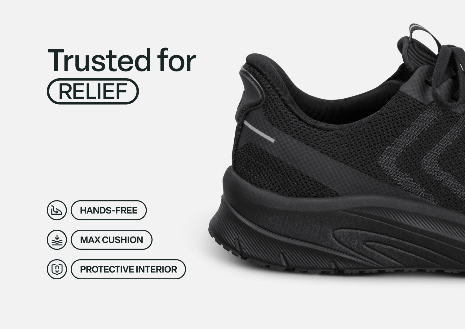 Orthofeet Tilos Hands-Free Support Stretch Men's Sneakers - Black/black - Feature Detail - 3