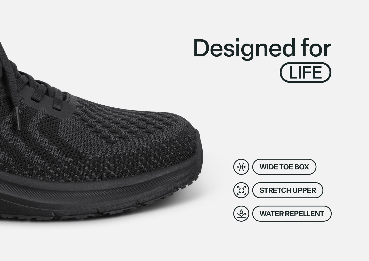Orthofeet Tilos Hands-Free Support Stretch Men's Sneakers - Black/black - Feature Detail - 4