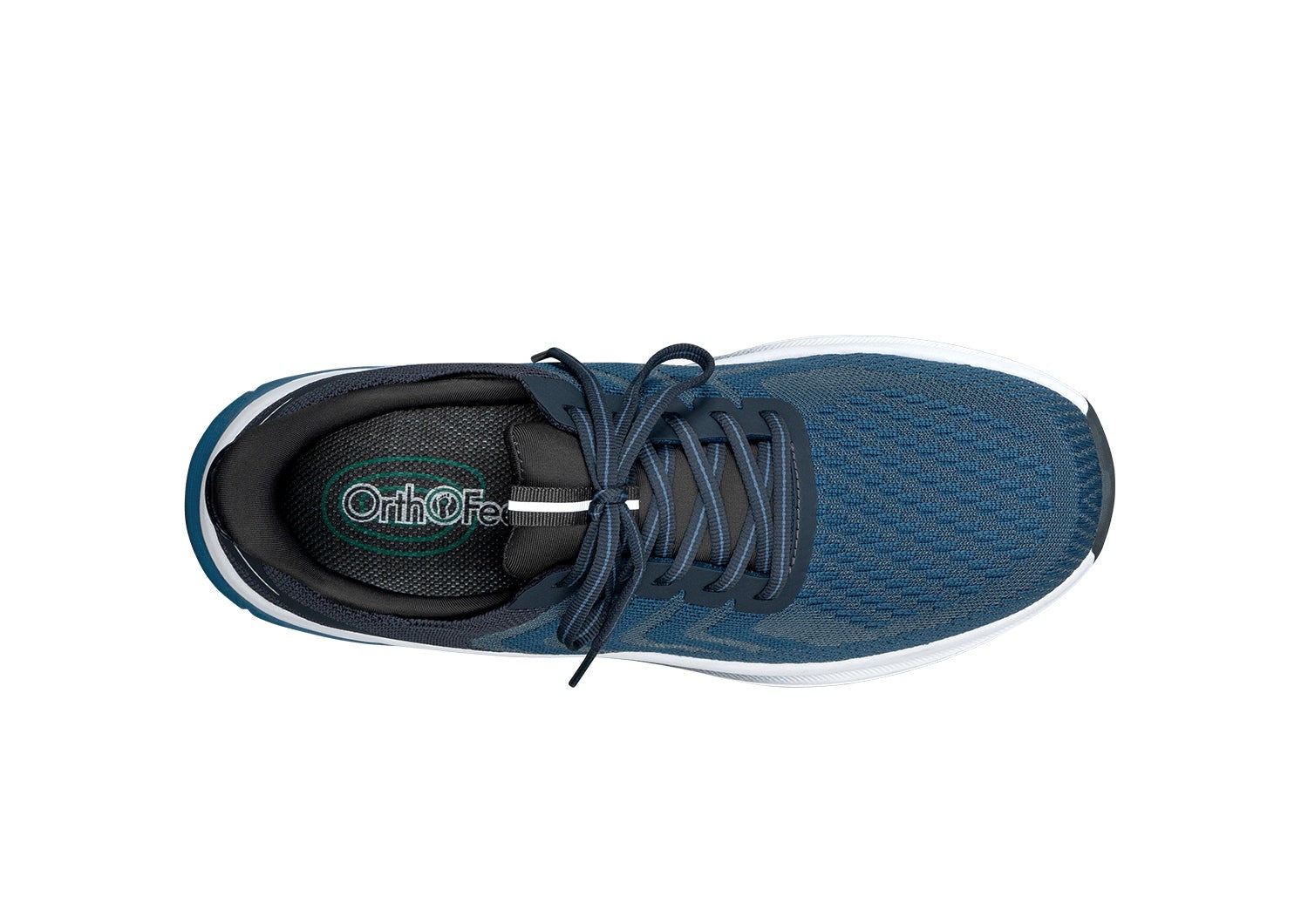 Orthofeet Tilos Hands-Free Support Stretch Men's Sneakers - Blue - Bird's Eye View - 5