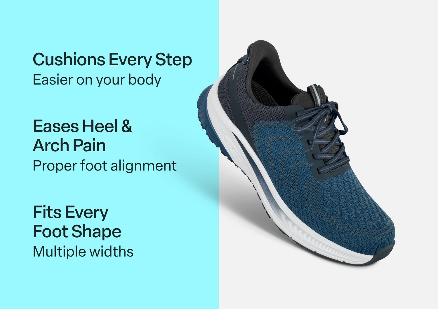 Orthofeet Tilos Hands-Free Support Stretch Men's Sneakers - Blue - Comfort Benefits - 2