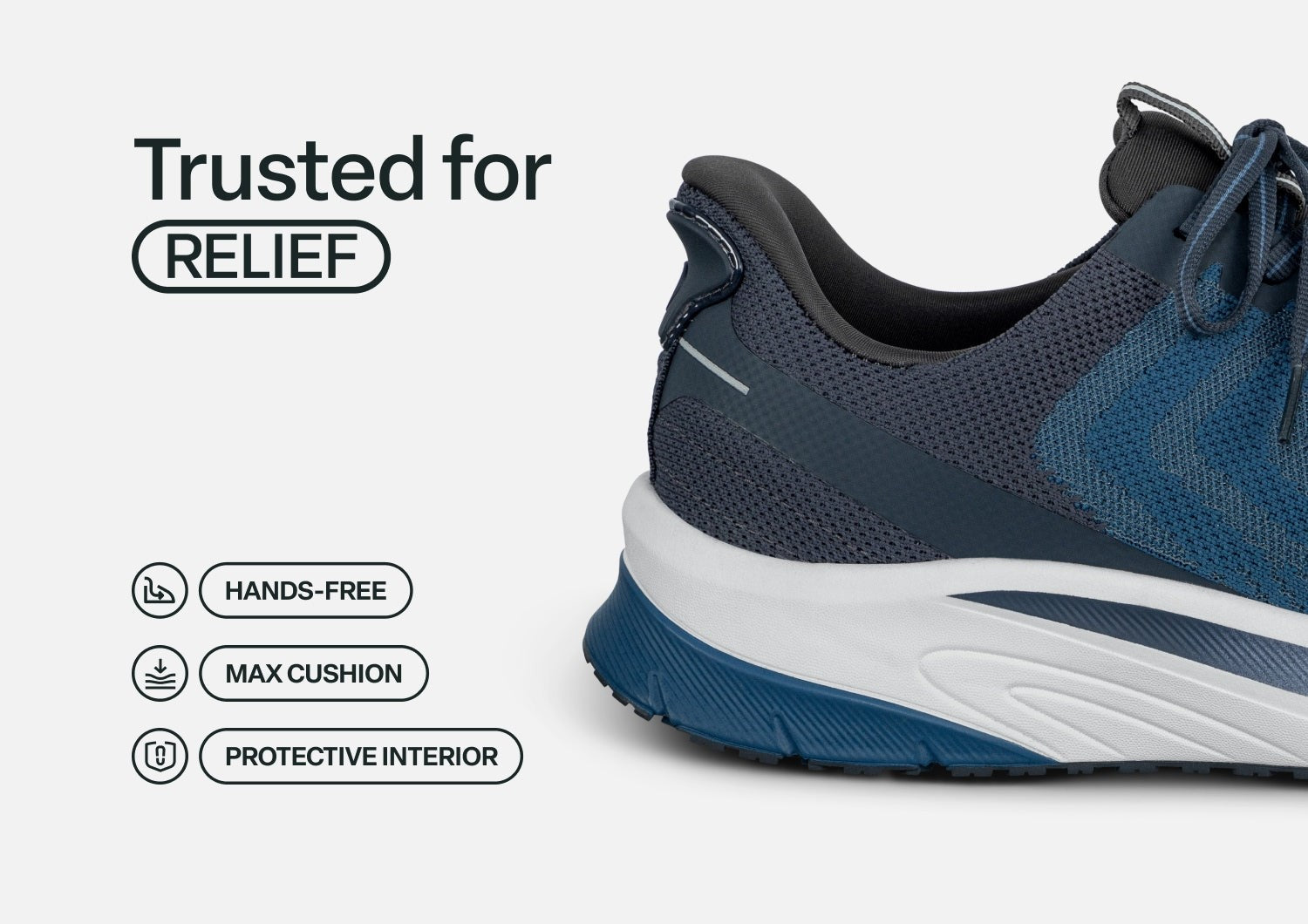 Orthofeet Tilos Hands-Free Support Stretch Men's Sneakers - Blue - Feature Detail - 3