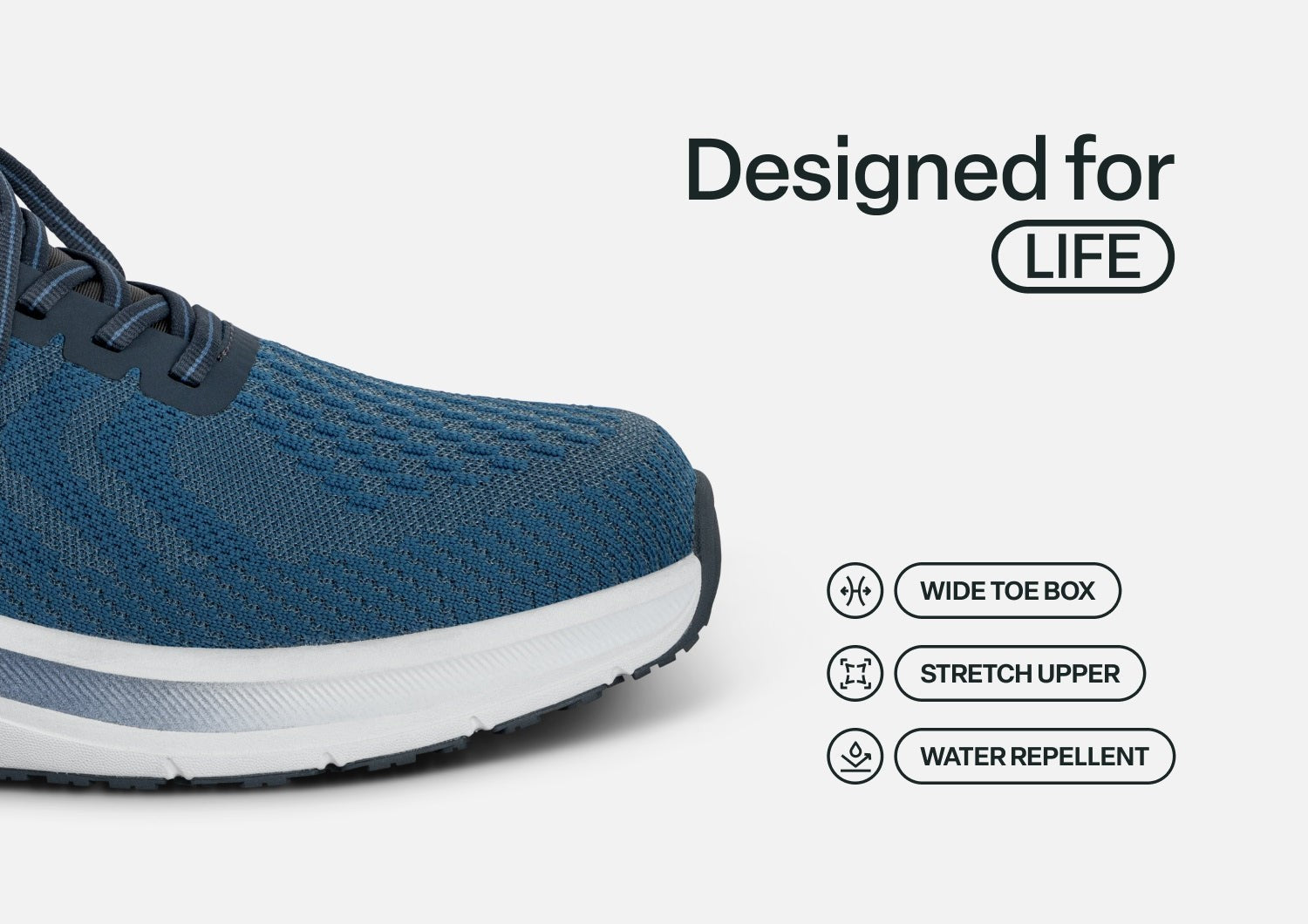 Orthofeet Tilos Hands-Free Support Stretch Men's Sneakers - Blue - Feature Detail - 4