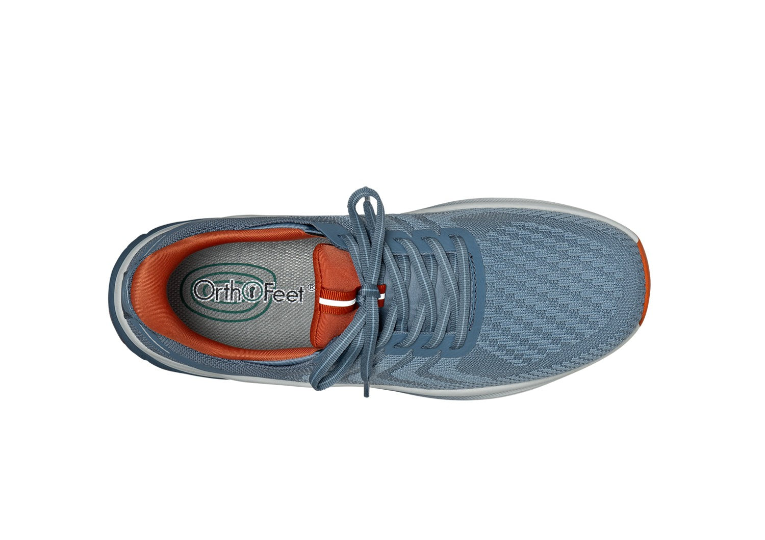 Orthofeet Tilos Hands-Free Support Stretch Men's Sneakers - Blue/orange - Bird's Eye View - 5