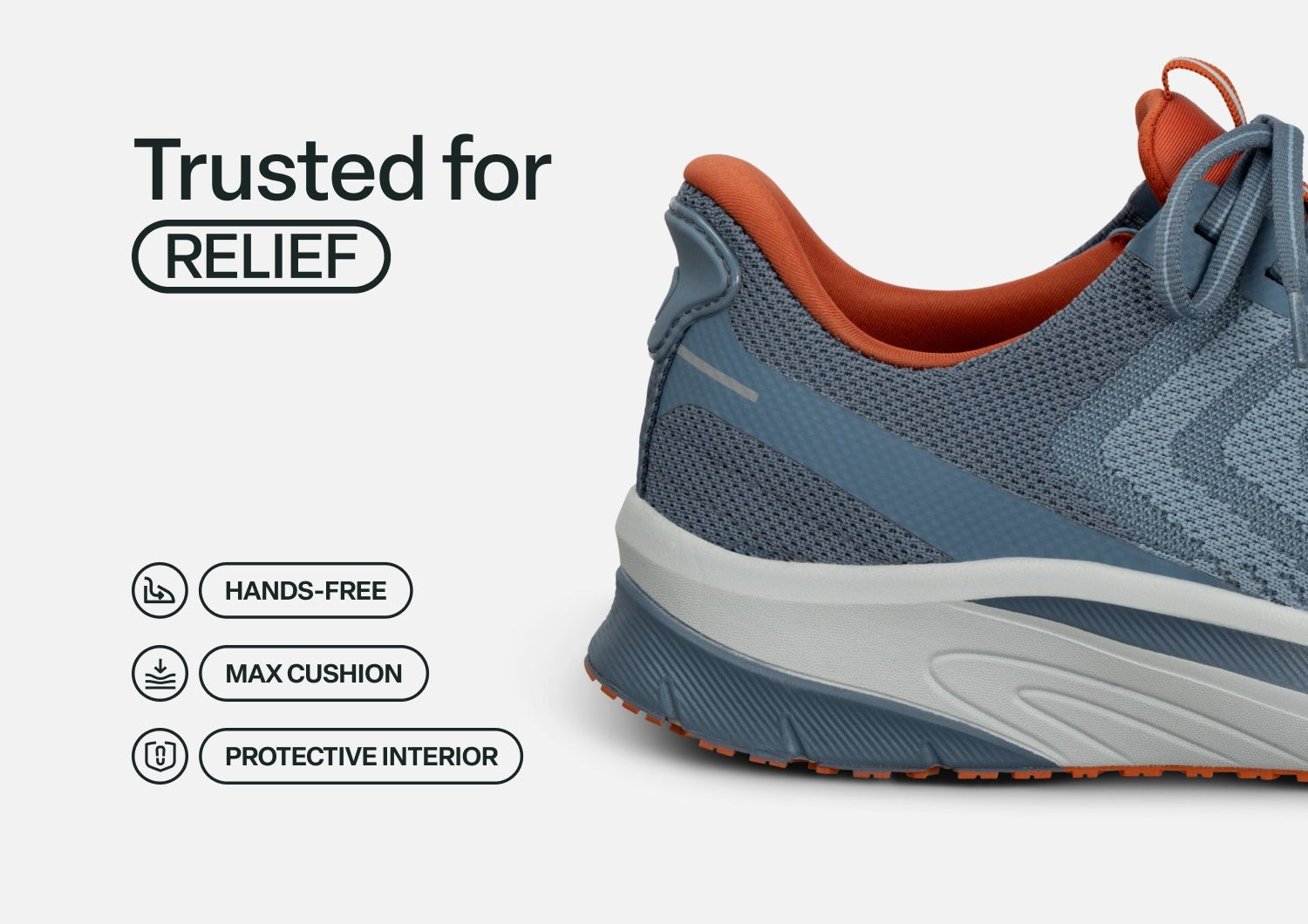 Orthofeet Tilos Hands-Free Support Stretch Men's Sneakers - Blue/orange - Feature Detail - 3