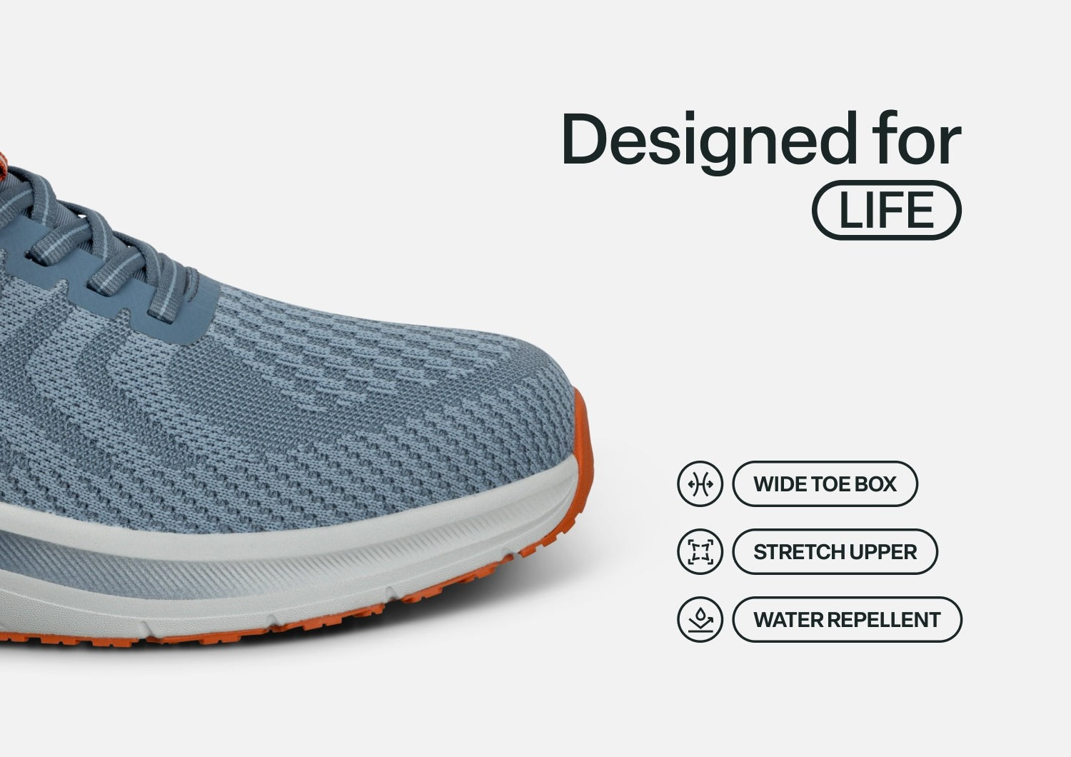 Orthofeet Tilos Hands-Free Support Stretch Men's Sneakers - Blue/orange - Feature Detail - 4