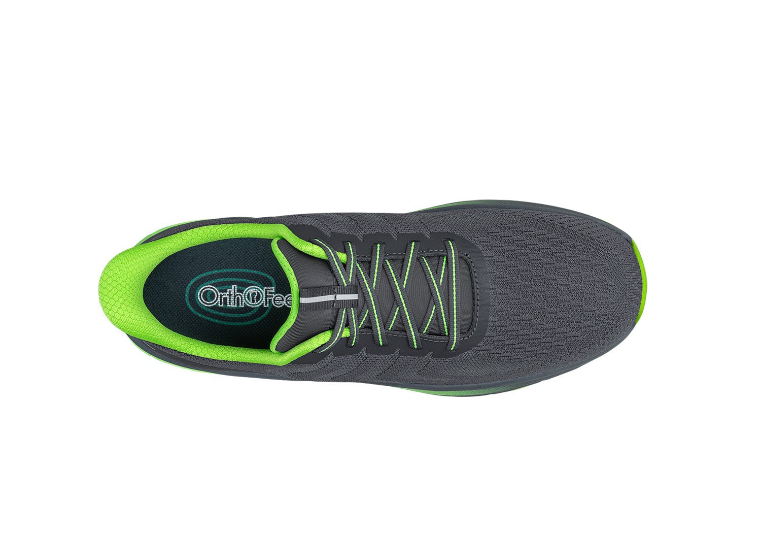 Orthofeet Tilos Hands-Free Support Stretch Men's Sneakers - Dark Gray/lime - Product View - 6