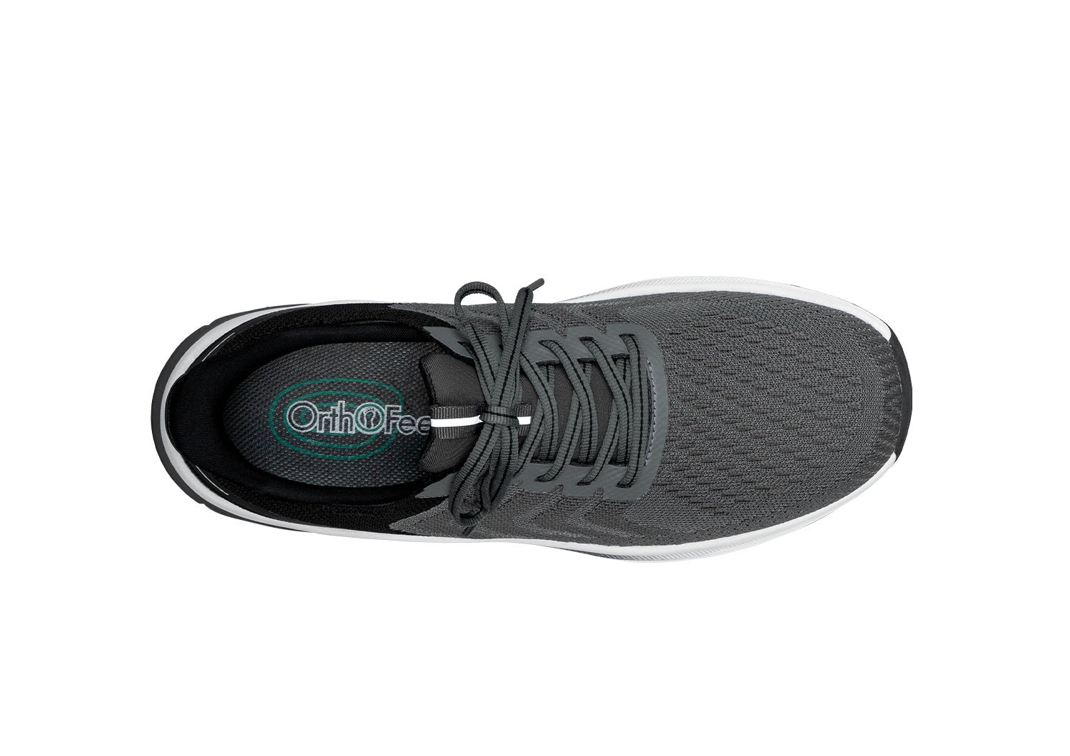 Orthofeet Tilos Hands-Free Support Stretch Men's Sneakers - Gray - Bird's Eye View - 5