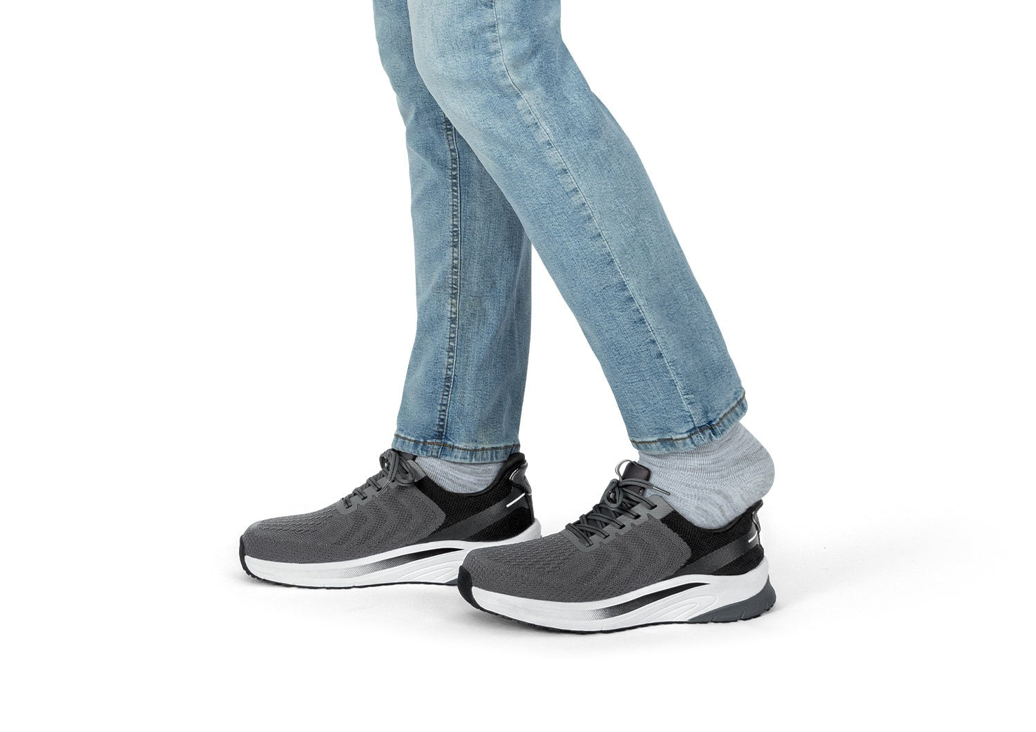 Orthofeet Tilos Hands-Free Support Stretch Men's Sneakers - Gray - Lifestyle View - 8