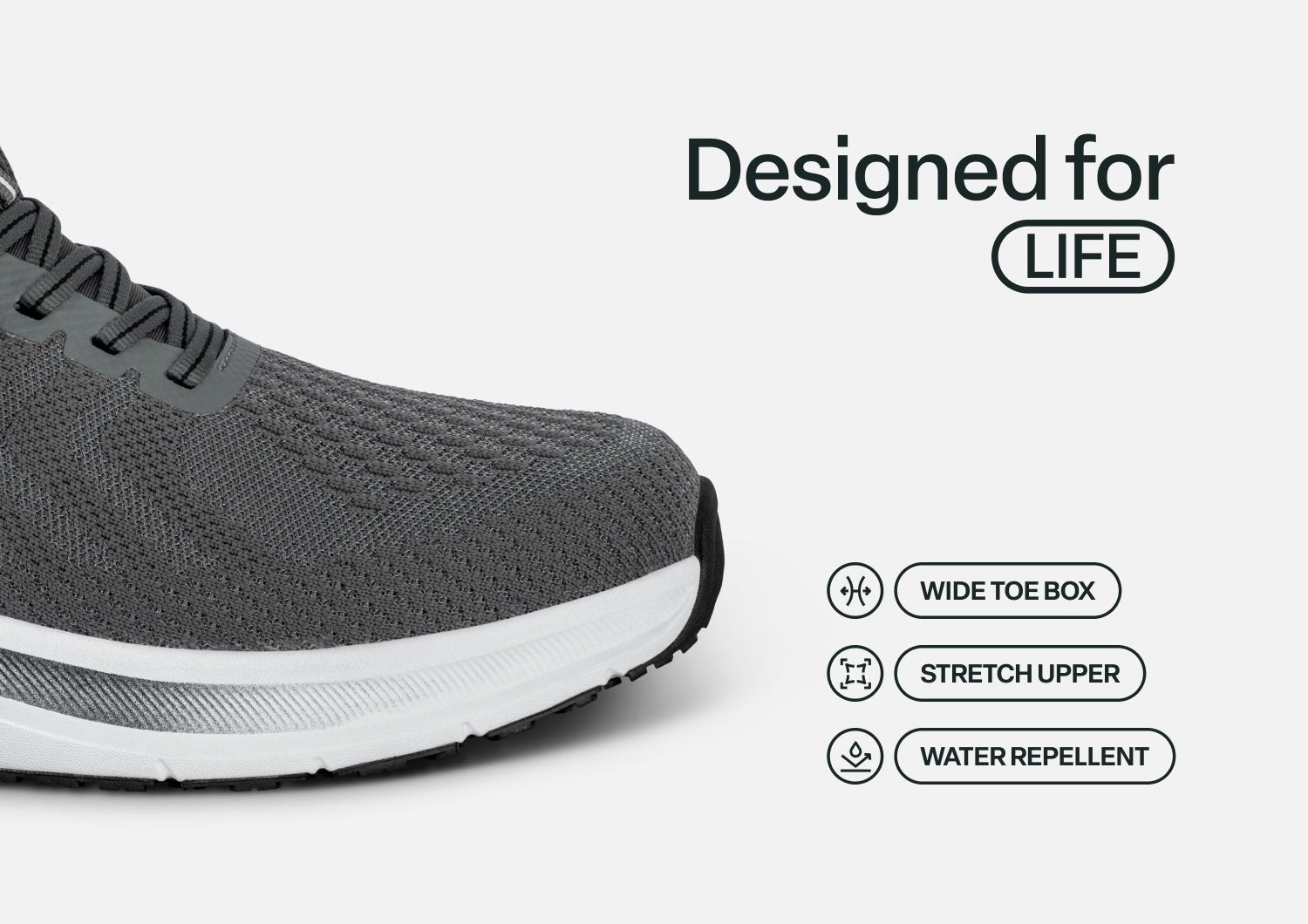 Orthofeet Tilos Hands-Free Support Stretch Men's Sneakers - Gray - Feature Detail - 4