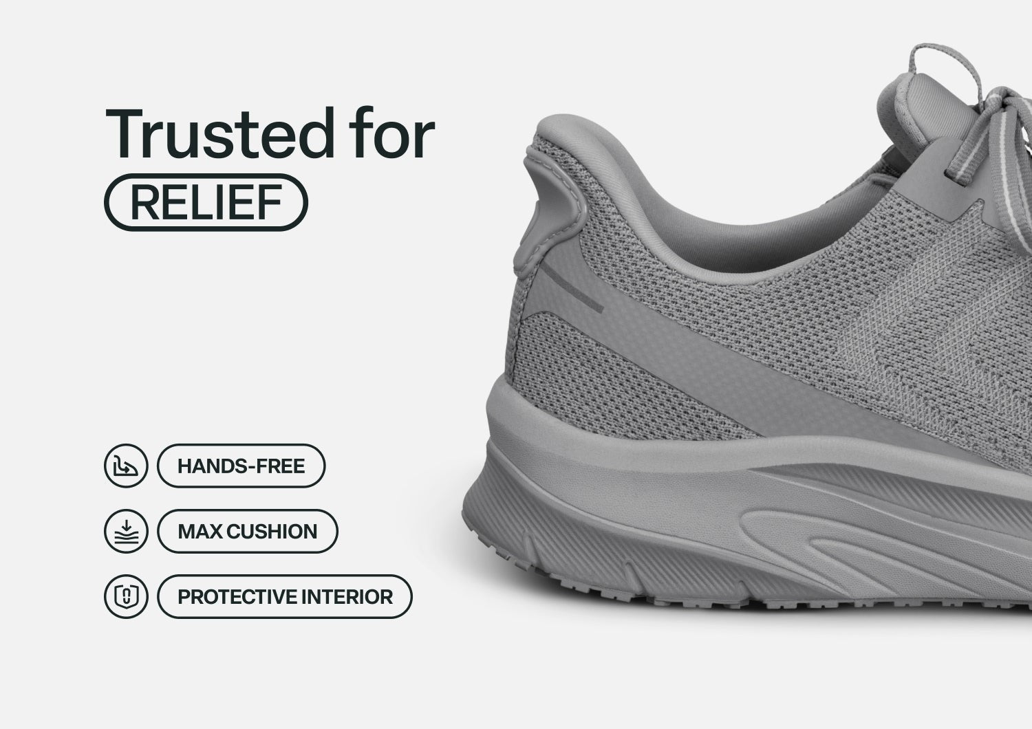 Orthofeet Tilos Hands-Free Support Stretch Men's Sneakers - Gray/gray - Feature Detail - 3