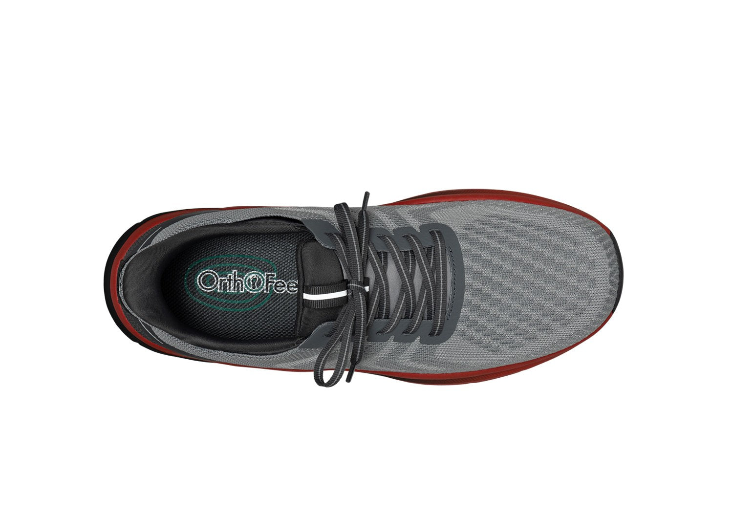 Orthofeet Tilos Hands-Free Support Stretch Men's Sneakers - Gray/red - Bird's Eye View - 5