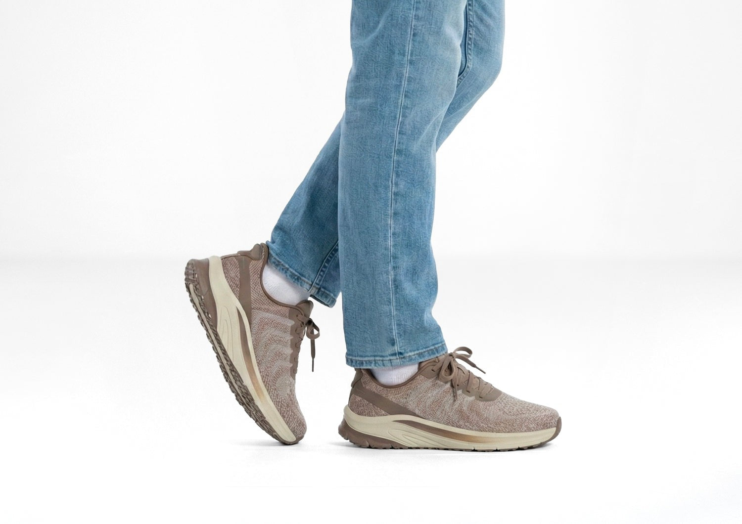 Orthofeet Tilos Hands-Free Support Stretch Men's Sneakers - Khaki - Product View - 2
