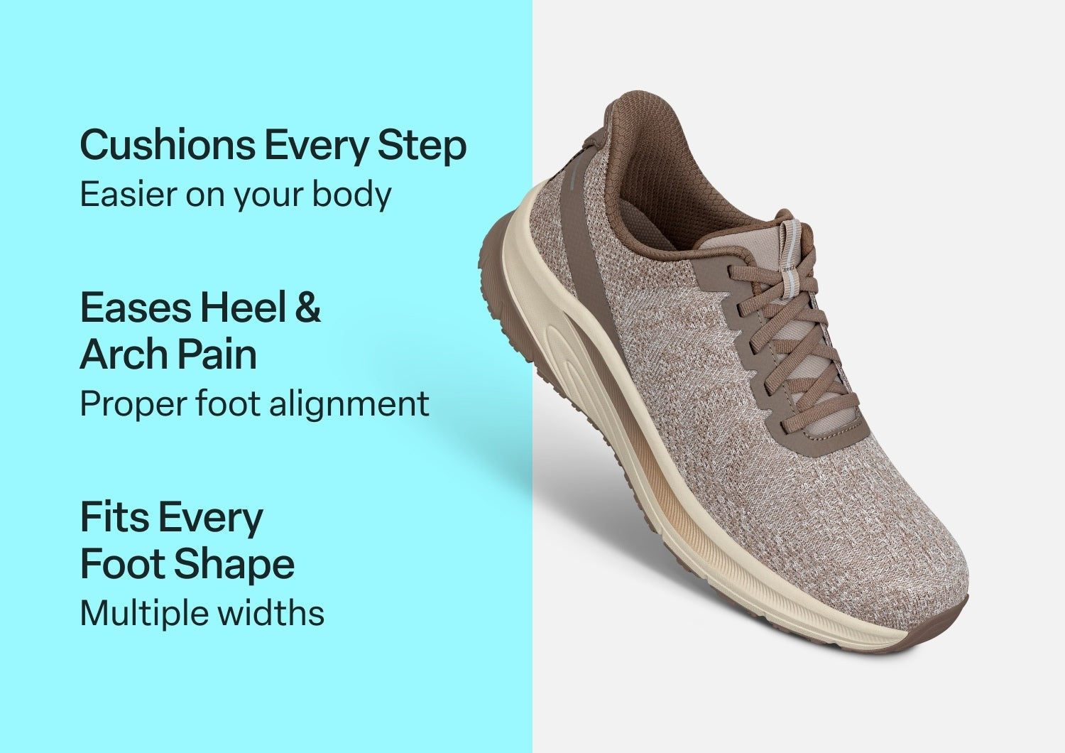 Orthofeet Tilos Hands-Free Support Stretch Men's Sneakers - Khaki - Comfort Benefits - 3