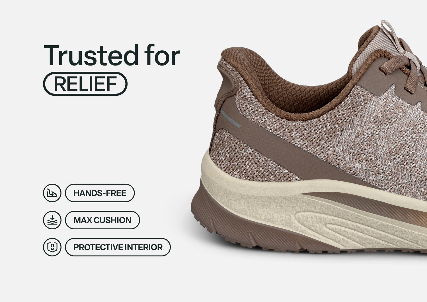 Orthofeet Tilos Hands-Free Support Stretch Men's Sneakers - Khaki - Feature Detail - 4