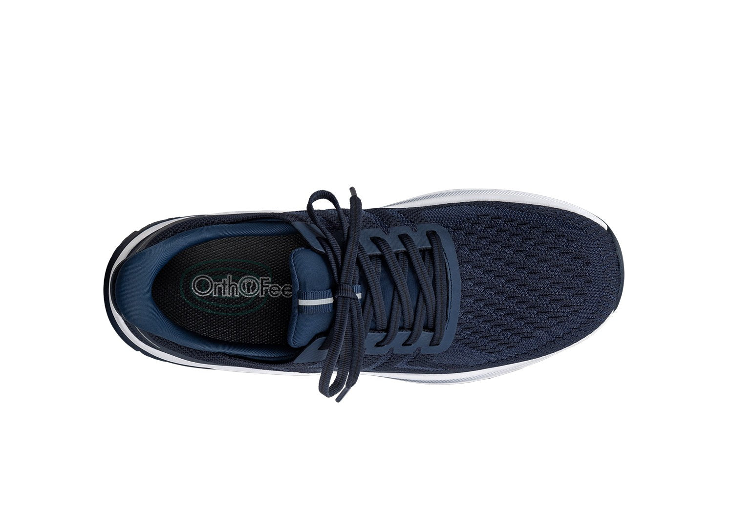 Orthofeet Tilos Hands-Free Support Stretch Men's Sneakers - Navy - Bird's Eye View - 5
