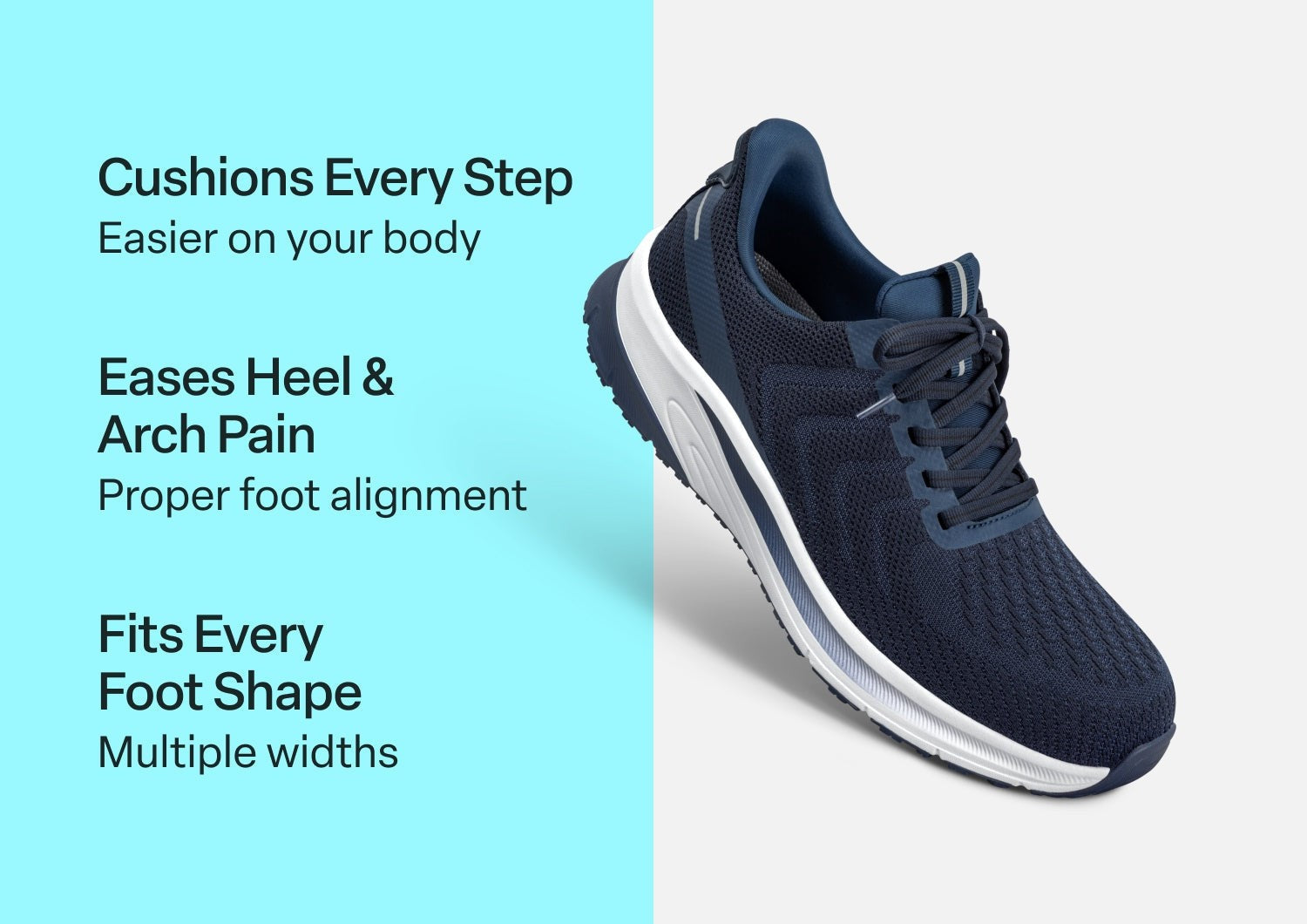 Orthofeet Tilos Hands-Free Support Stretch Men's Sneakers - Navy - Comfort Benefits - 2