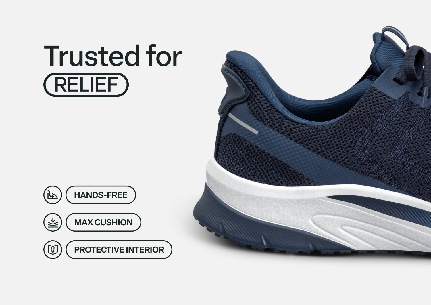 Orthofeet Tilos Hands-Free Support Stretch Men's Sneakers - Navy - Feature Detail - 3
