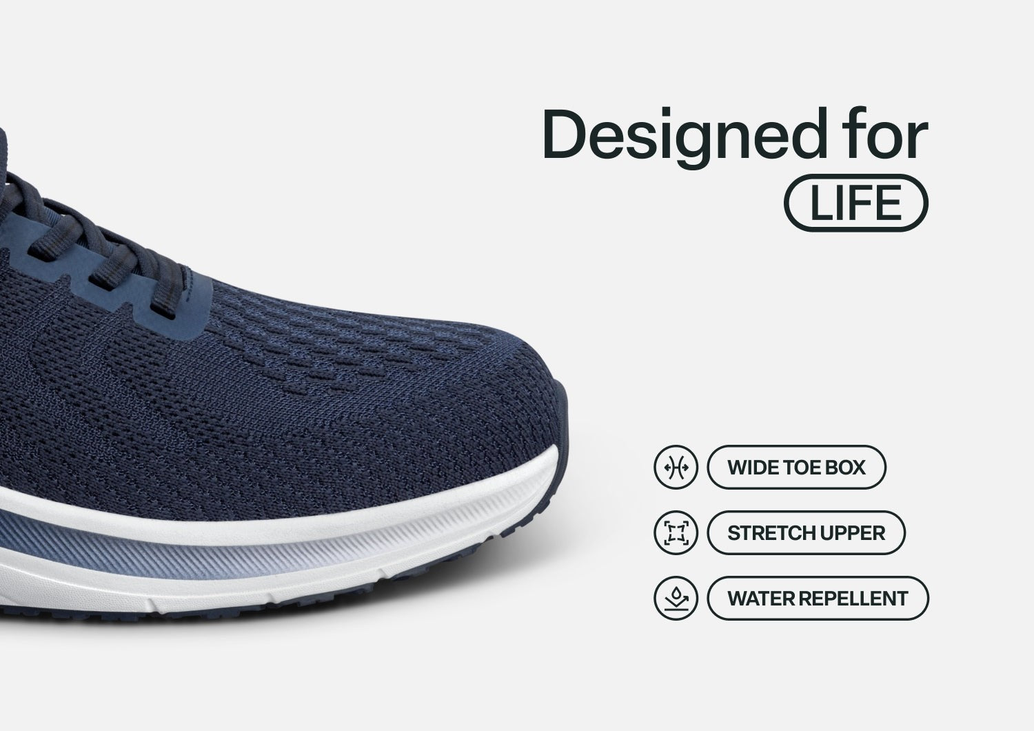 Orthofeet Tilos Hands-Free Support Stretch Men's Sneakers - Navy - Feature Detail - 4