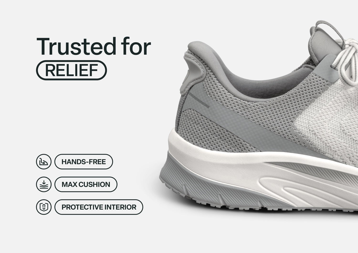 Orthofeet Tilos Hands-Free Support Stretch Men's Sneakers - White - Feature Detail - 3
