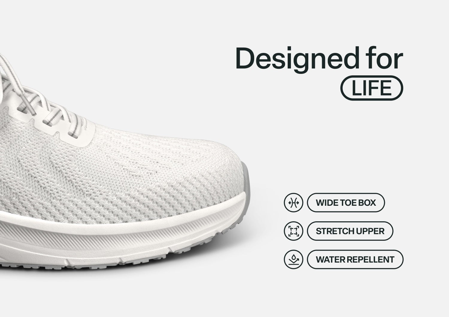 Orthofeet Tilos Hands-Free Support Stretch Men's Sneakers - White - Feature Detail - 4