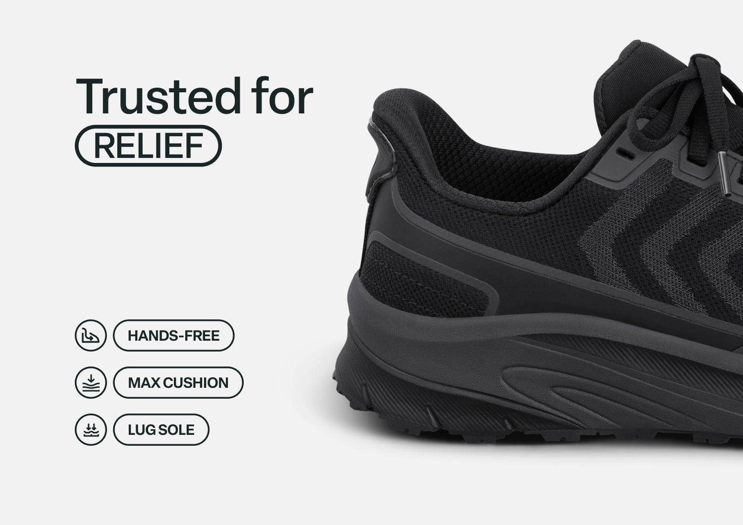 Orthofeet Tilos Trail Hands-Free Cushioned Support Men's Sneakers - Black - Feature Detail - 3