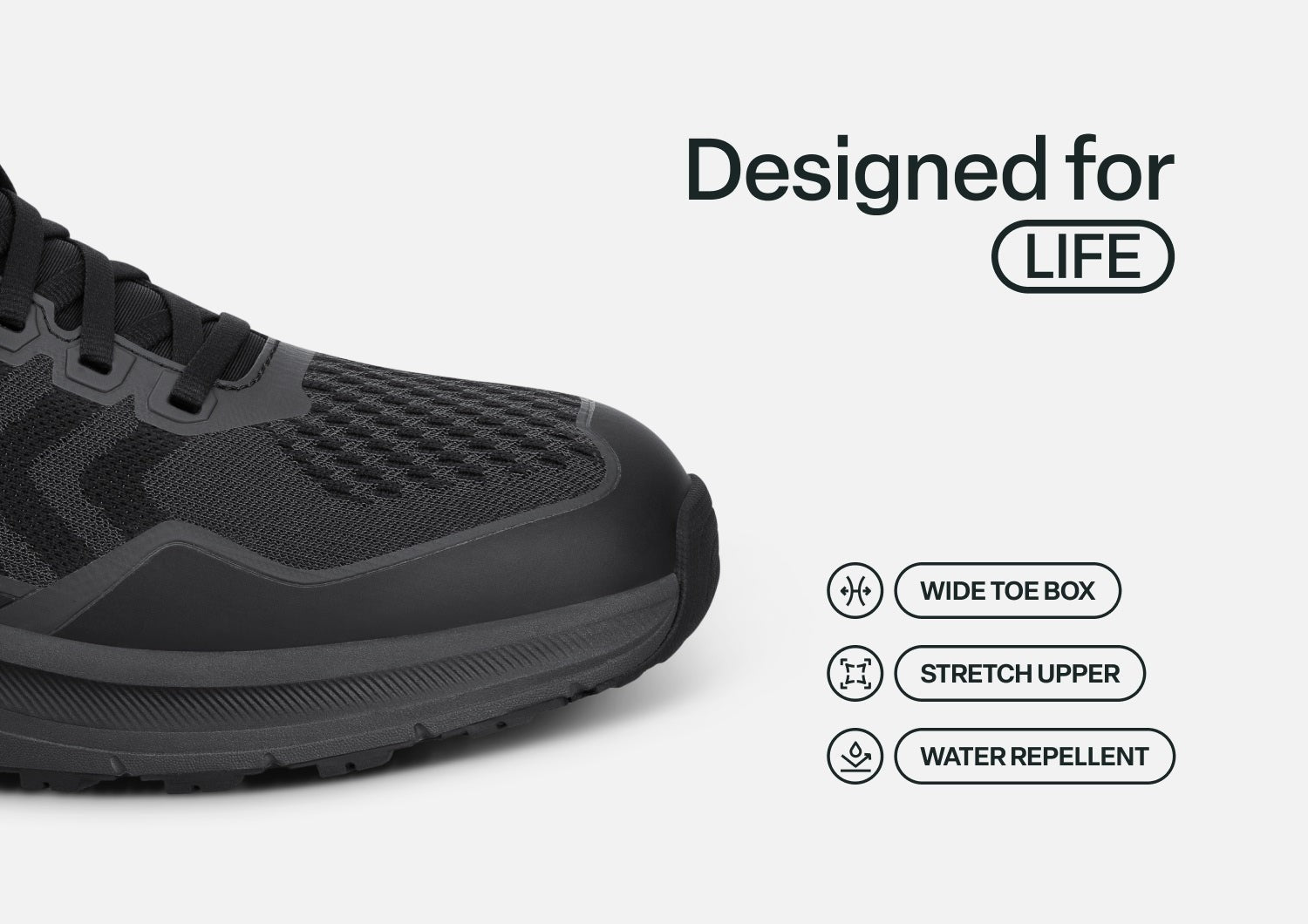 Orthofeet Tilos Trail Hands-Free Cushioned Support Men's Sneakers - Black - Feature Detail - 4