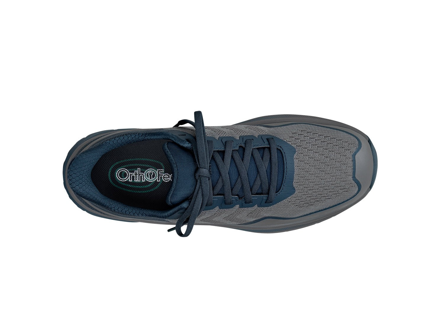 Orthofeet Tilos Trail Hands-Free Cushioned Support Men's Sneakers - Gray/teal - Bird's Eye View - 5