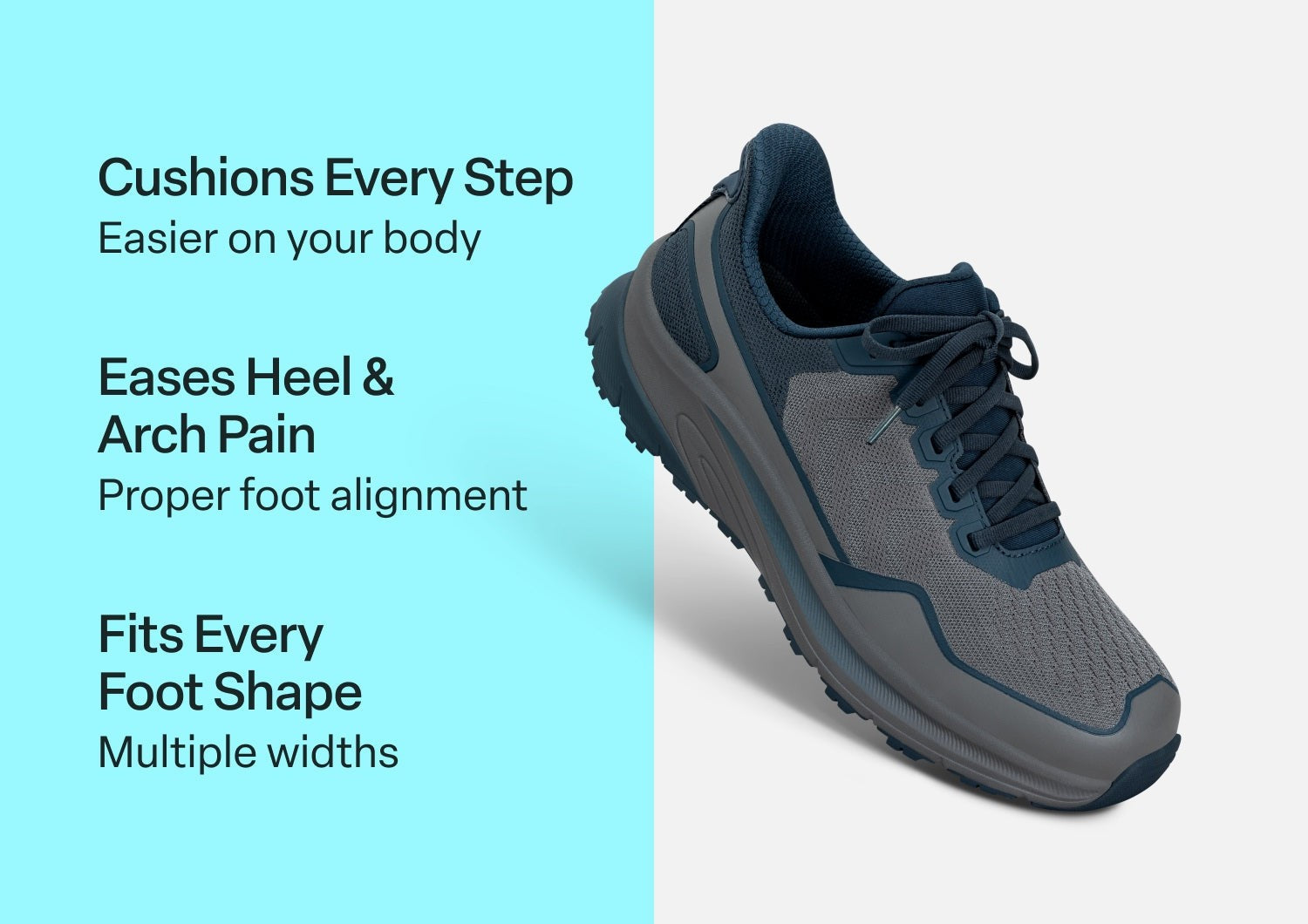 Orthofeet Tilos Trail Hands-Free Cushioned Support Men's Sneakers - Gray/teal - Comfort Benefits - 2