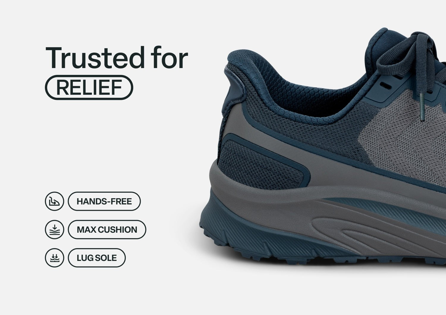 Orthofeet Tilos Trail Hands-Free Cushioned Support Men's Sneakers - Gray/teal - Feature Detail - 3