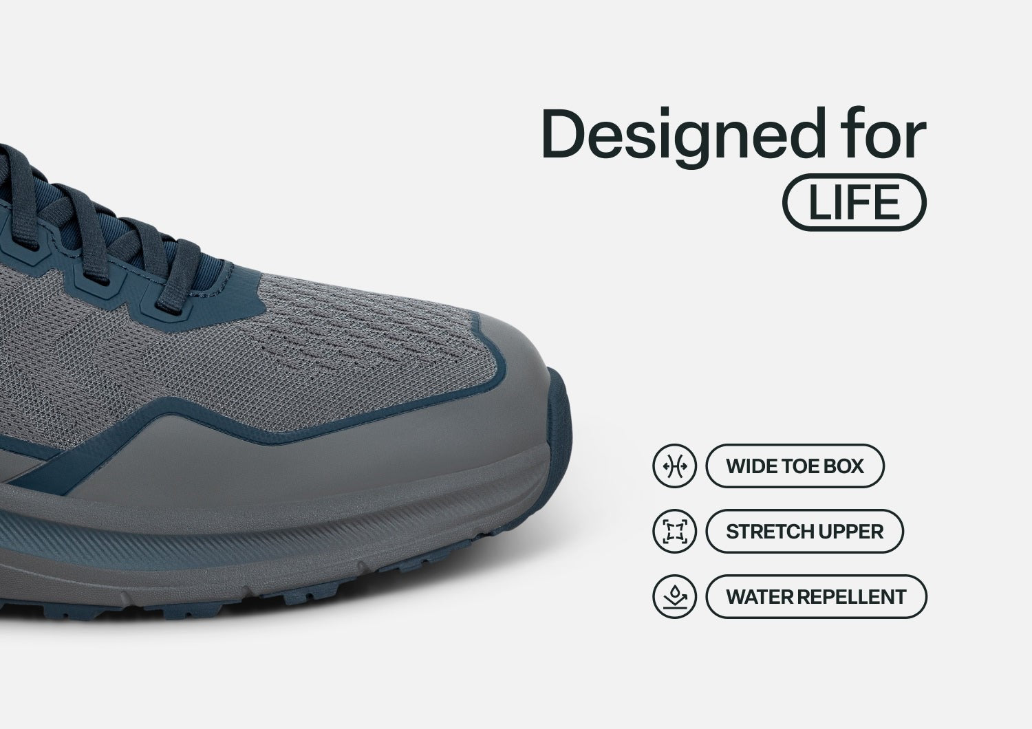 Orthofeet Tilos Trail Hands-Free Cushioned Support Men's Sneakers - Gray/teal - Feature Detail - 4