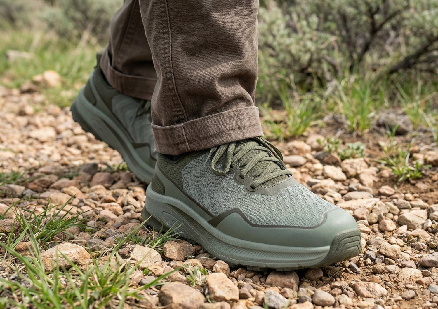 Orthofeet Tilos Trail Hands-Free Cushioned Support Men's Sneakers - Sage/army Green - Product View - 2