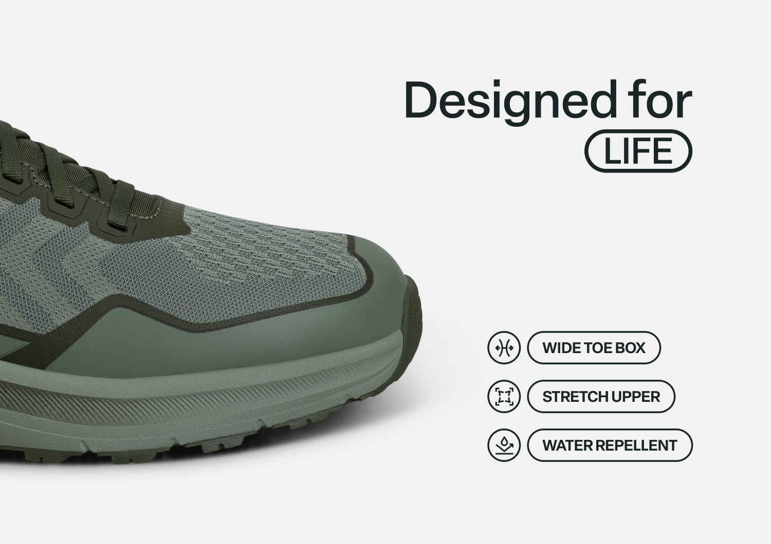 Orthofeet Tilos Trail Hands-Free Cushioned Support Men's Sneakers - Sage/army Green - Feature Detail - 5