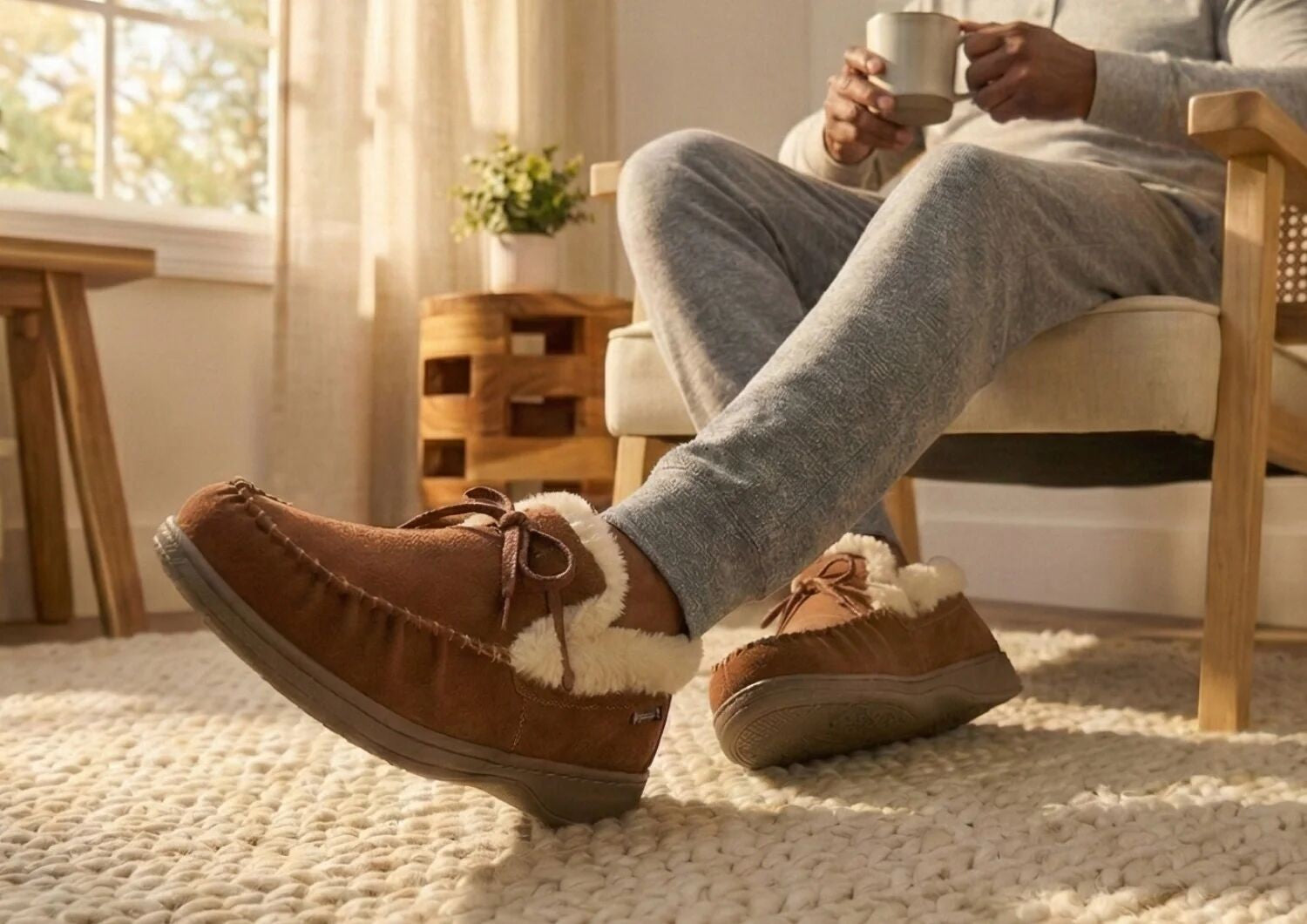 Orthofeet Tuscany Men's Slippers - Brown - Lifestyle View - 8