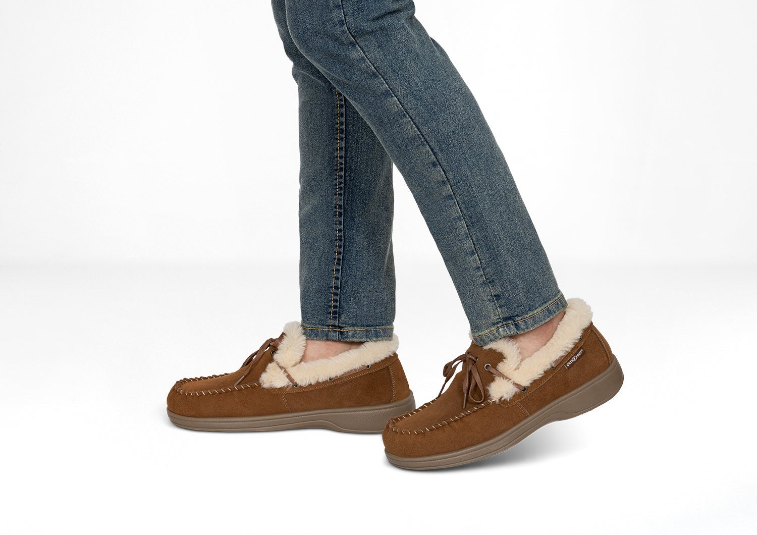 Orthofeet Tuscany Men's Slippers - Brown - Lifestyle View - 2