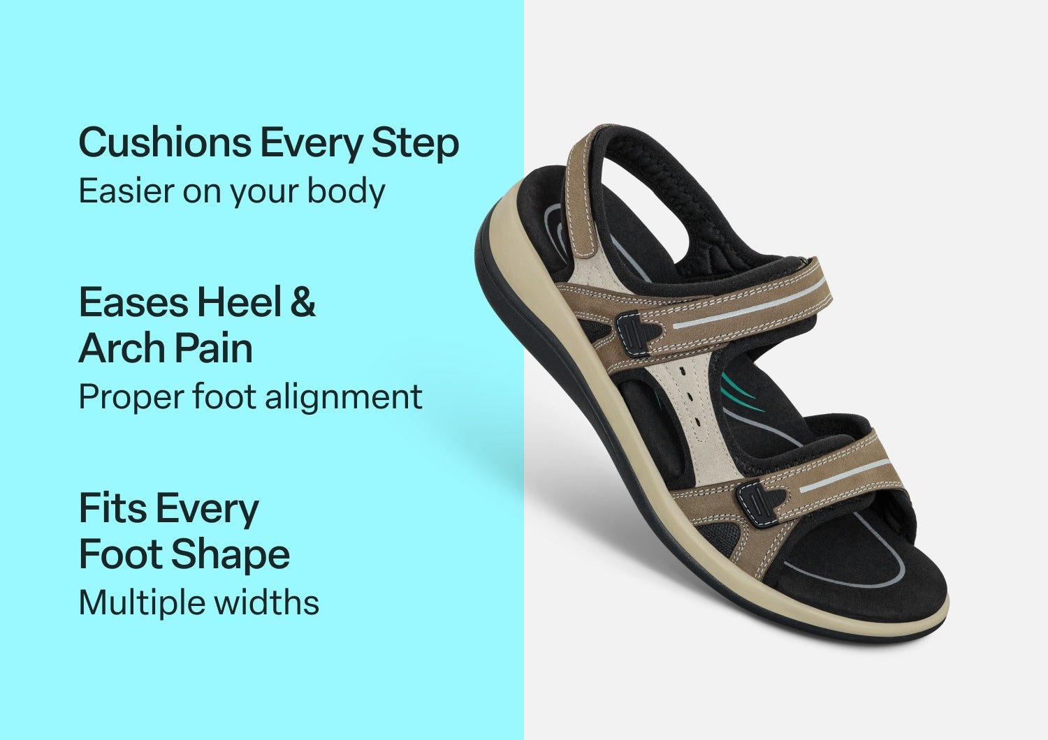 Orthofeet Venice Heel Strap Comfort Support Women's Sandal - Brown - Comfort Benefits - 3