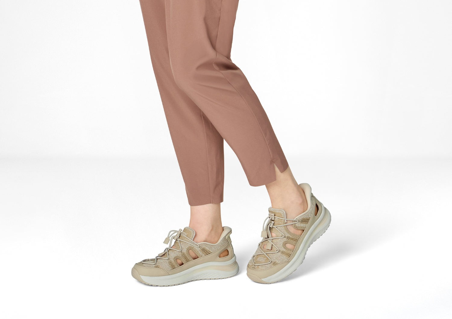 Orthofeet Venus Hands-Free Cushioned Arch Support Women's Sandals - Beige - Lifestyle View - 8