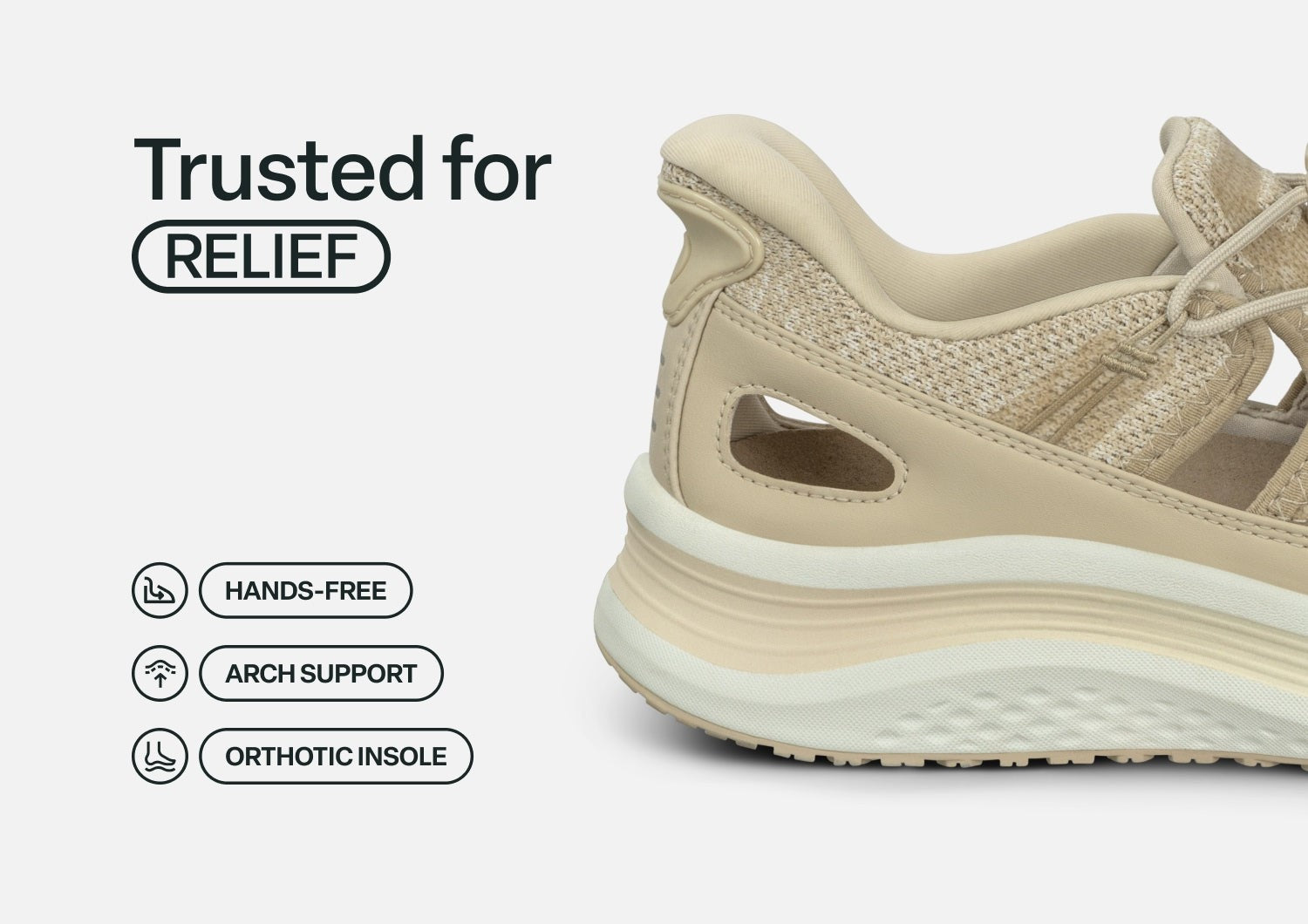 Orthofeet Venus Hands-Free Cushioned Arch Support Women's Sandals - Beige - Feature Detail - 3