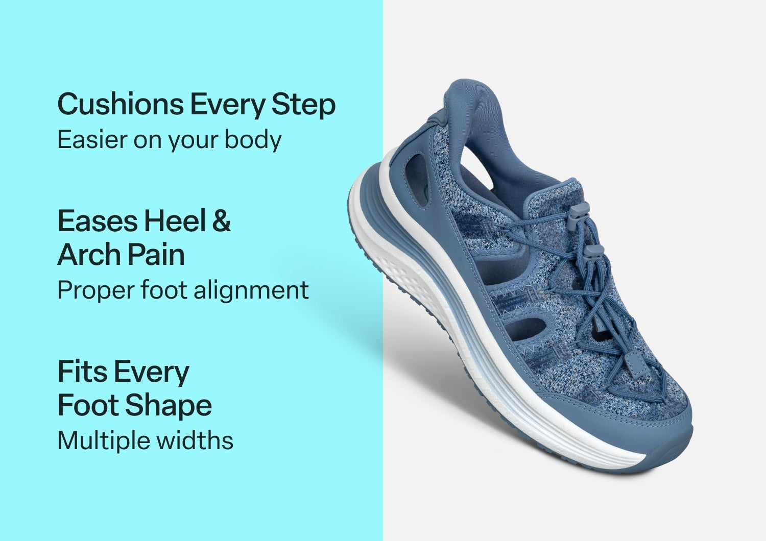 Orthofeet Venus Hands-Free Cushioned Arch Support Women's Sandals - Blue - Comfort Benefits - 2