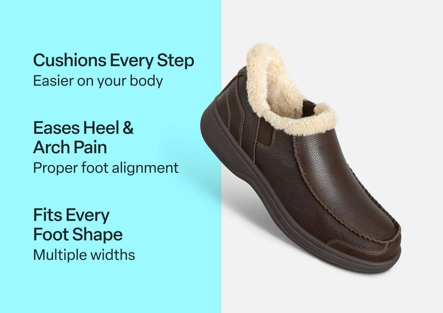 Orthofeet Vito Hands-Free Supportive Comfort Men's Slippers - Brown - Comfort Benefits - 2