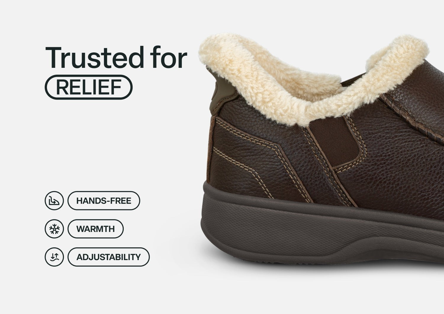 Orthofeet Vito Hands-Free Supportive Comfort Men's Slippers - Brown - Feature Detail - 3