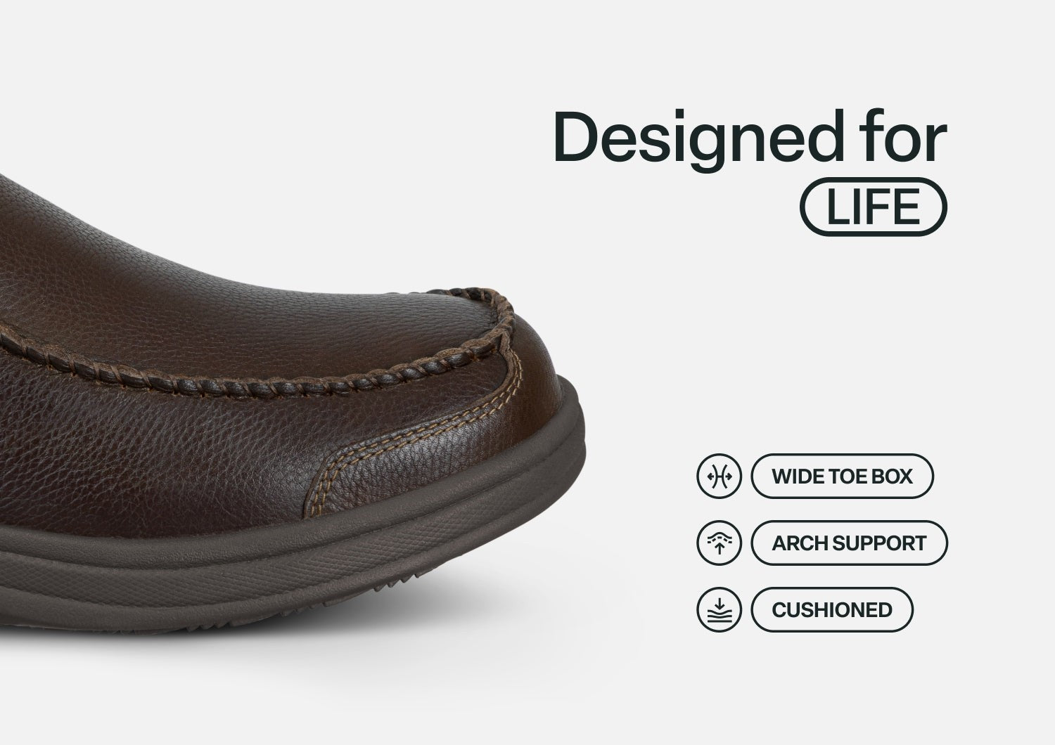 Orthofeet Vito Hands-Free Supportive Comfort Men's Slippers - Brown - Feature Detail - 4