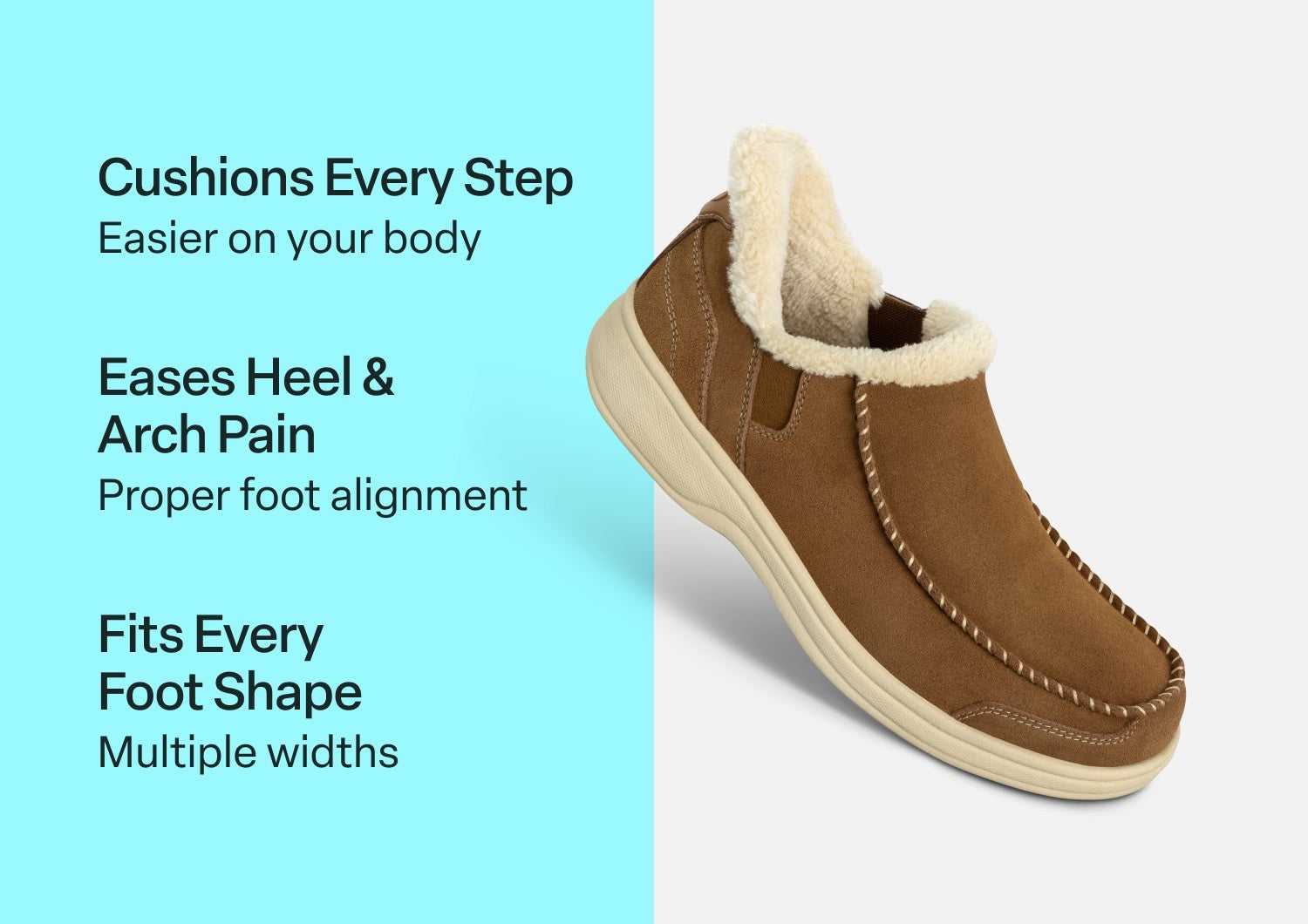 Orthofeet Vito Hands-Free Supportive Comfort Men's Slippers - Chestnut - Comfort Benefits - 3