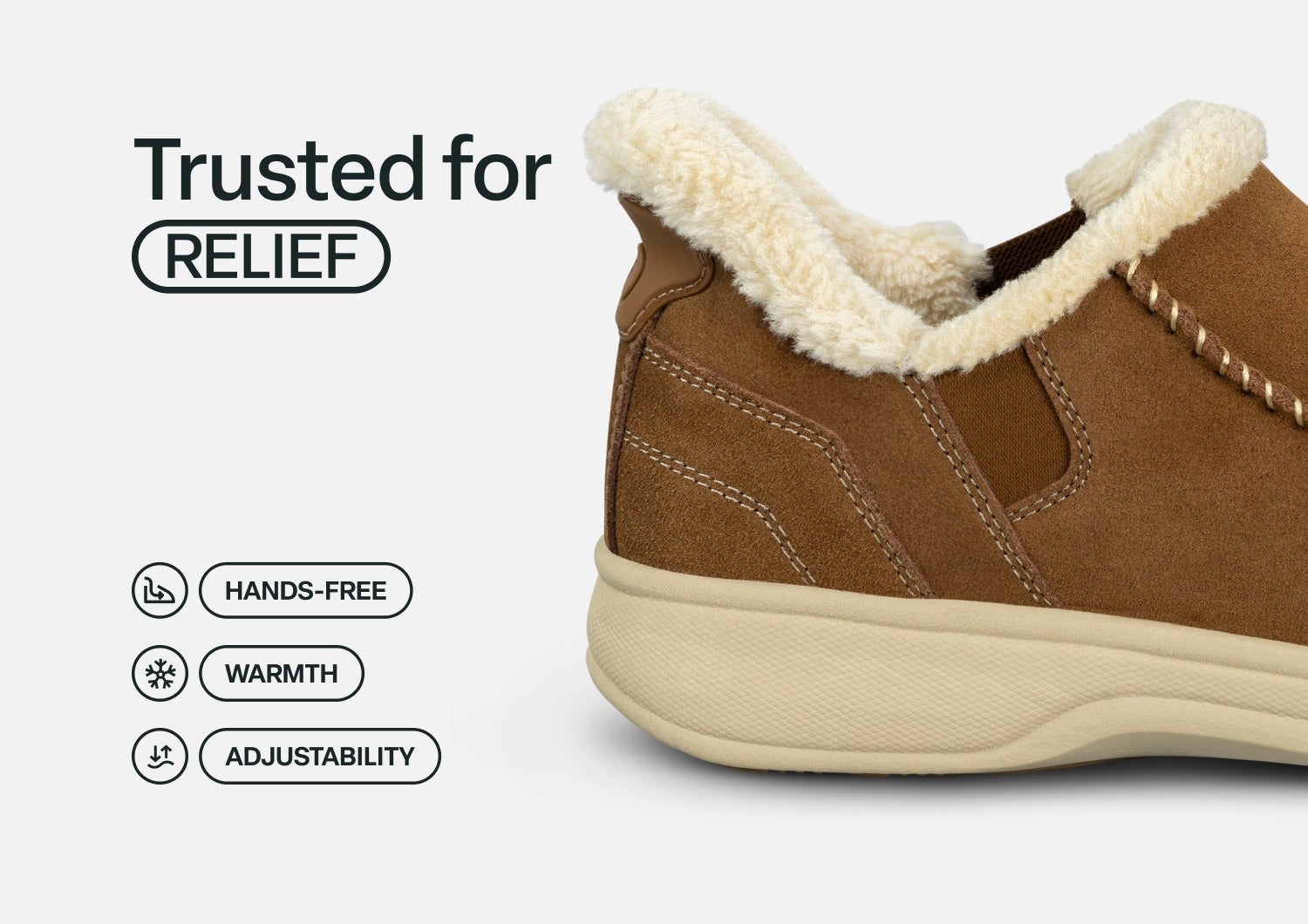Orthofeet Vito Hands-Free Supportive Comfort Men's Slippers - Chestnut - Feature Detail - 4